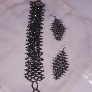 Boho bracelet and pierced earrings